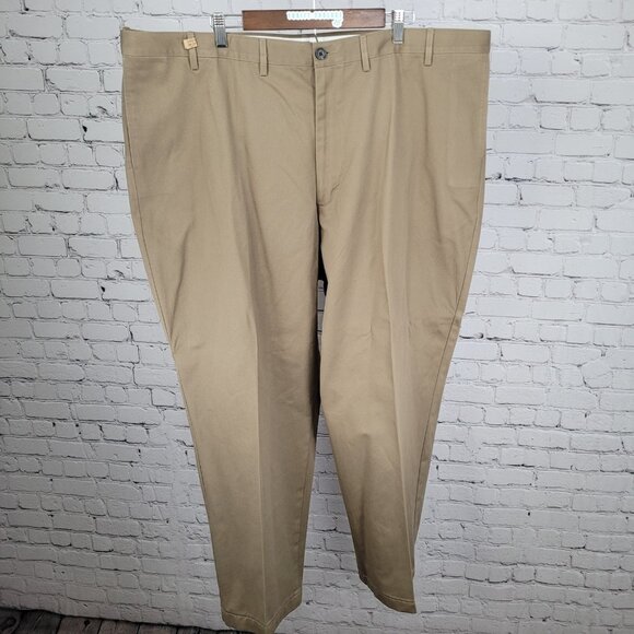Lands' End Tan 100% Cotton Traditional Fit Straight Leg Chino Pants 48/T (48x31) - Picture 1 of 14